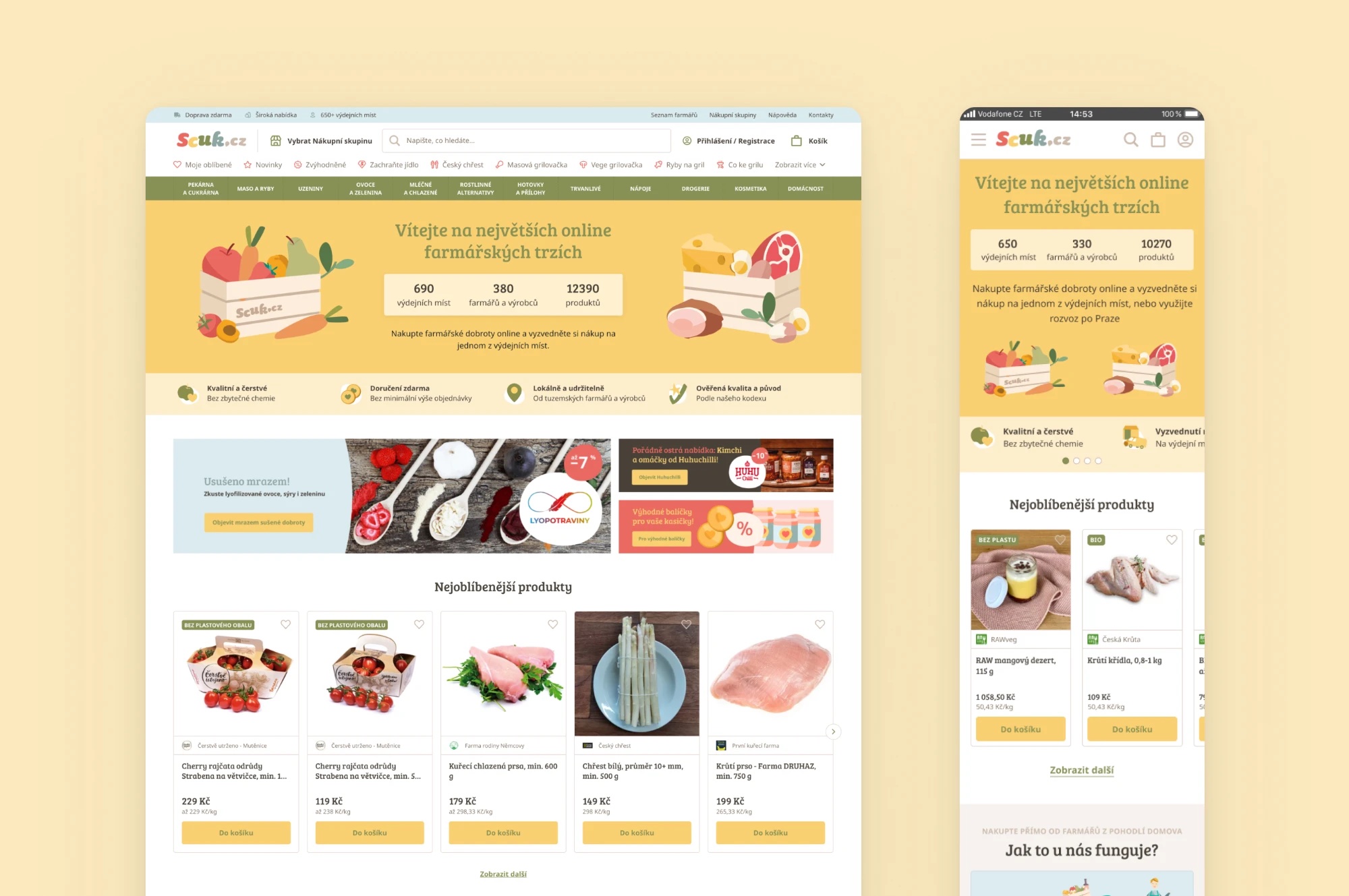 Scuk.cz homepage on desktop and mobile