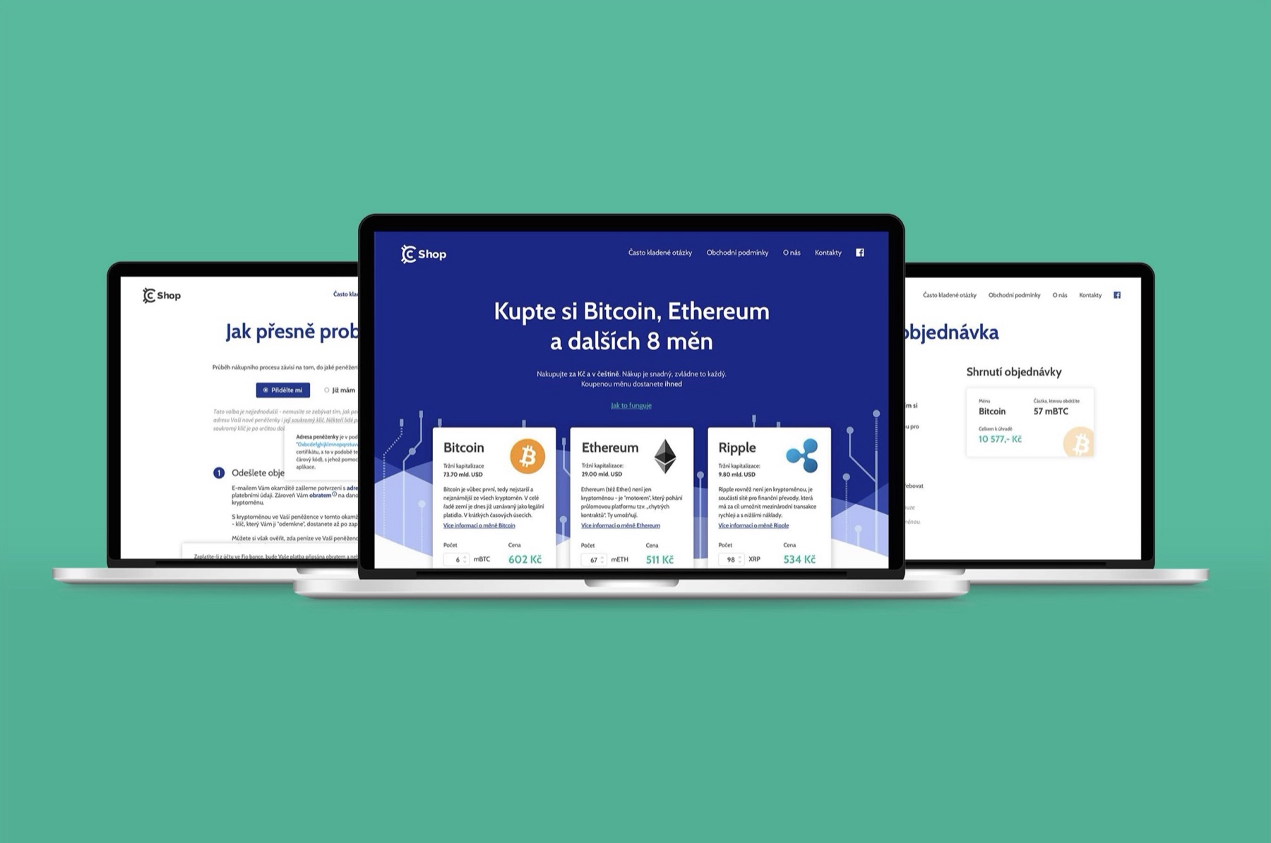 ccShop cryptocurrency store website on a laptop