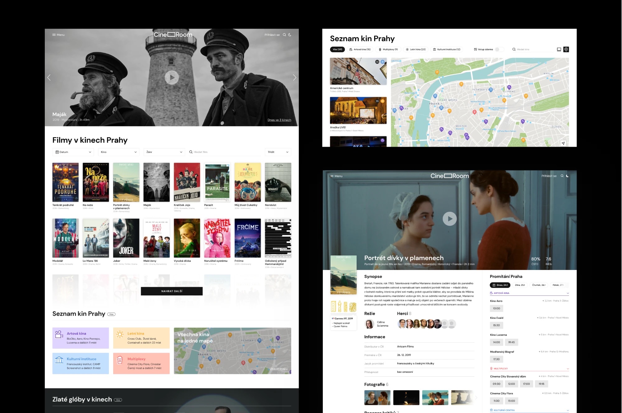 CineRoom website for films and cinemas in Prague: film listing, cinema map and film detail