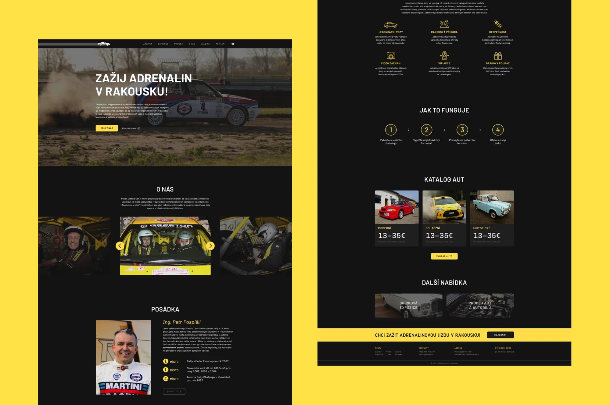 Pospa Classic Cars website for rally experience rides in Austria